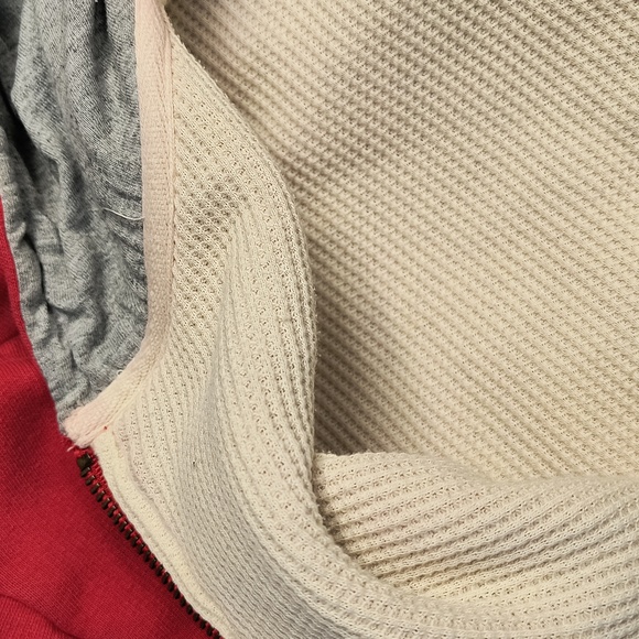 Dickie's red cotton-blend waffle-lined front zipper hoodie-sz M - Picture 7 of 9